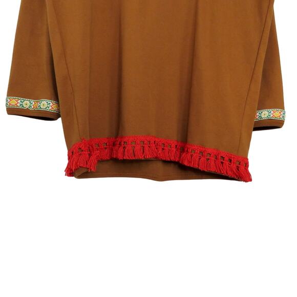 Vintage Songwriter Embroidered Brown Boho Western Tassel Blouse Small- Medium - Picture 8 of 9